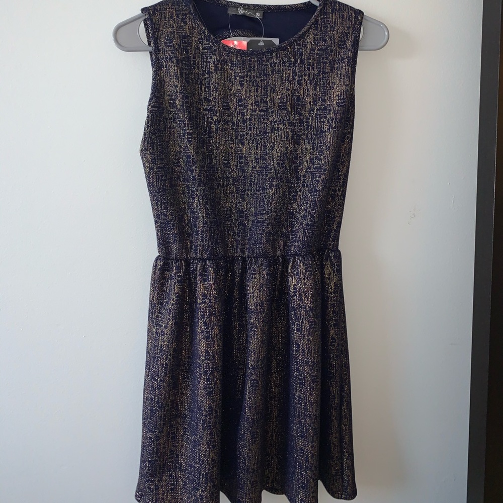 Blue Dress with touch of Gold